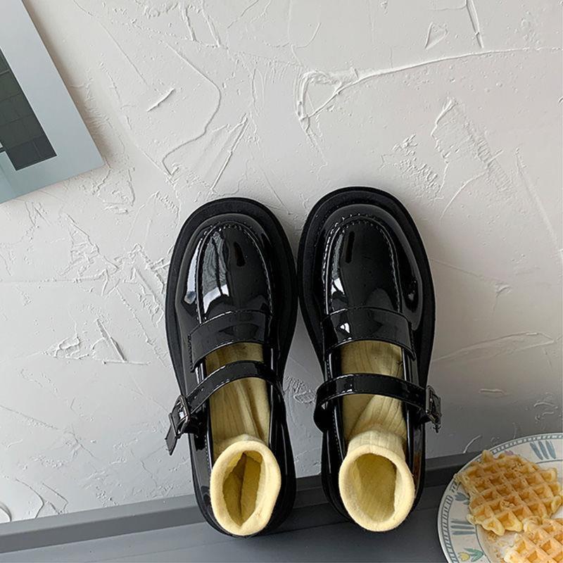 Giày Da Đế Dày Thời Trang Xuân Thu Phong Cách Nhật Bản 2022 Cho Nữ