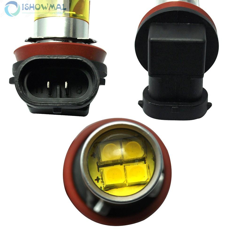 Set 2 bóng đèn LED ánh sáng vàng 100w 1500lm 4300k Dc 12v-24v Drl H11 H8 Bi Gầm Ô Tô đèn gầm ren