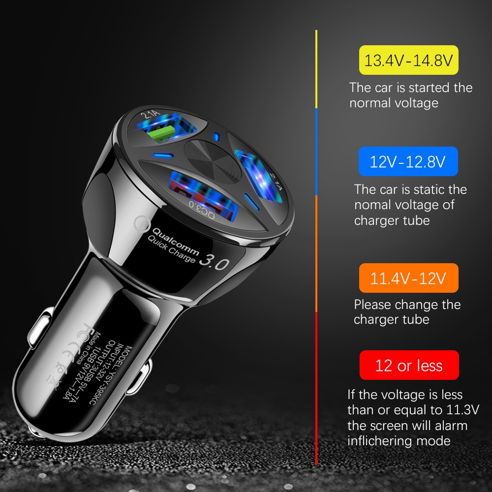 3 Port QC Quick Charge 3.0 USB Car Charger for Smartphone Total 7A Fast Car Charging Phone Charger