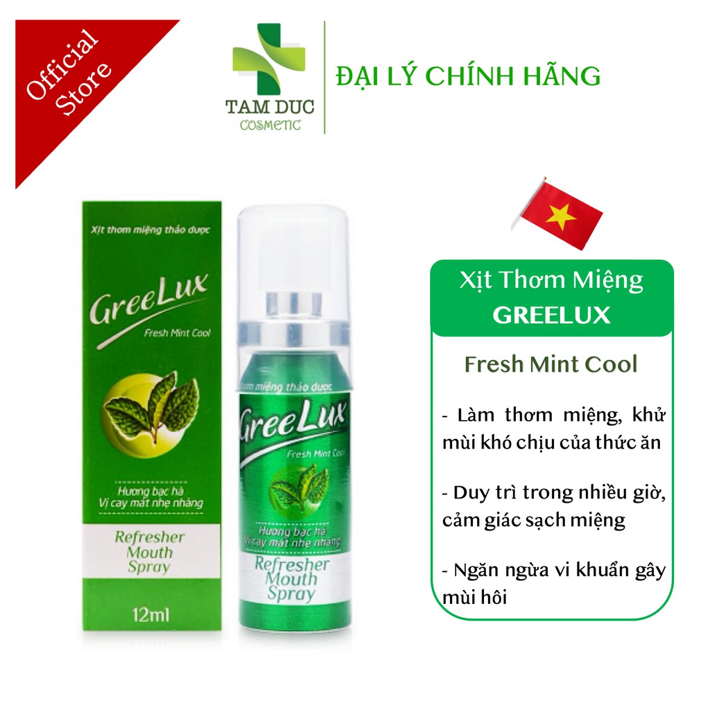 Xịt Thơm Miệng Thảo Dược GREELUX [Chai 12ml] Extra Cool / Fresh Mint Cool [Grelux, greenlux, greelus]