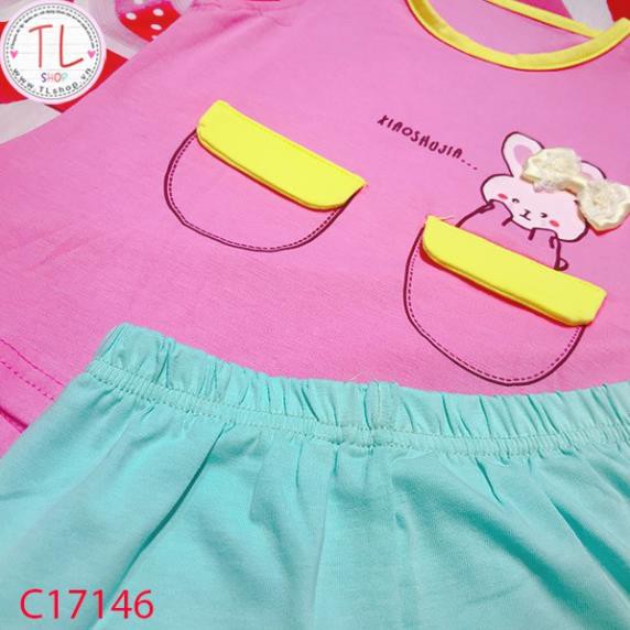 Thời trang trẻ em - Bộ áo quần thun lửng cho bé gái hình thỏ con - Quần áo bé gái - Bộ bé gái