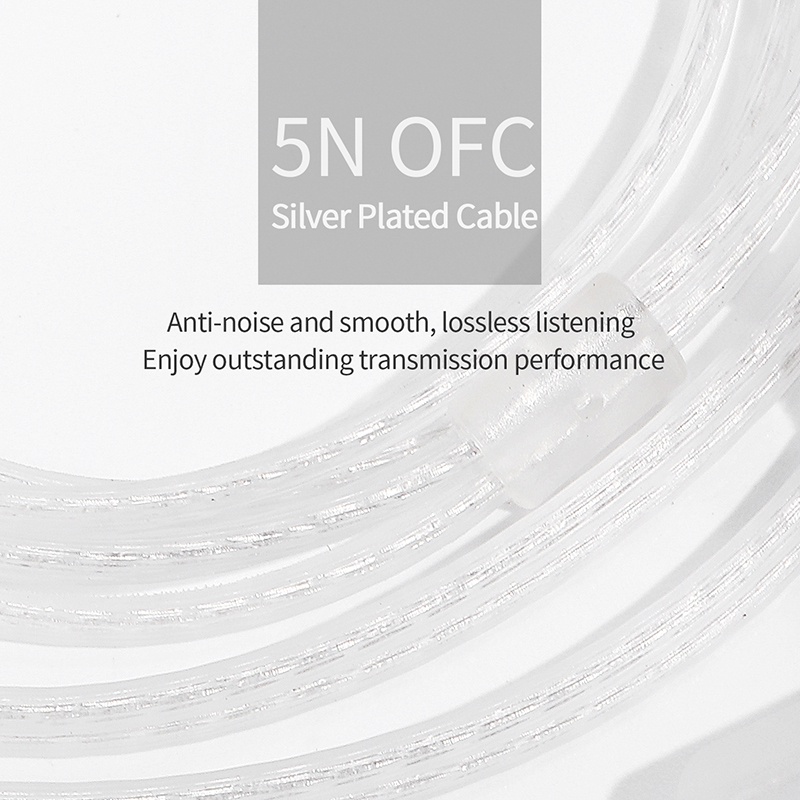 Dây cáp tai nghe bản nâng cấp Jcally PJ2 5N đồng không oxy mạ bạc 0.78m/QDC/MMCX cổng 3.5mm cho kz trn