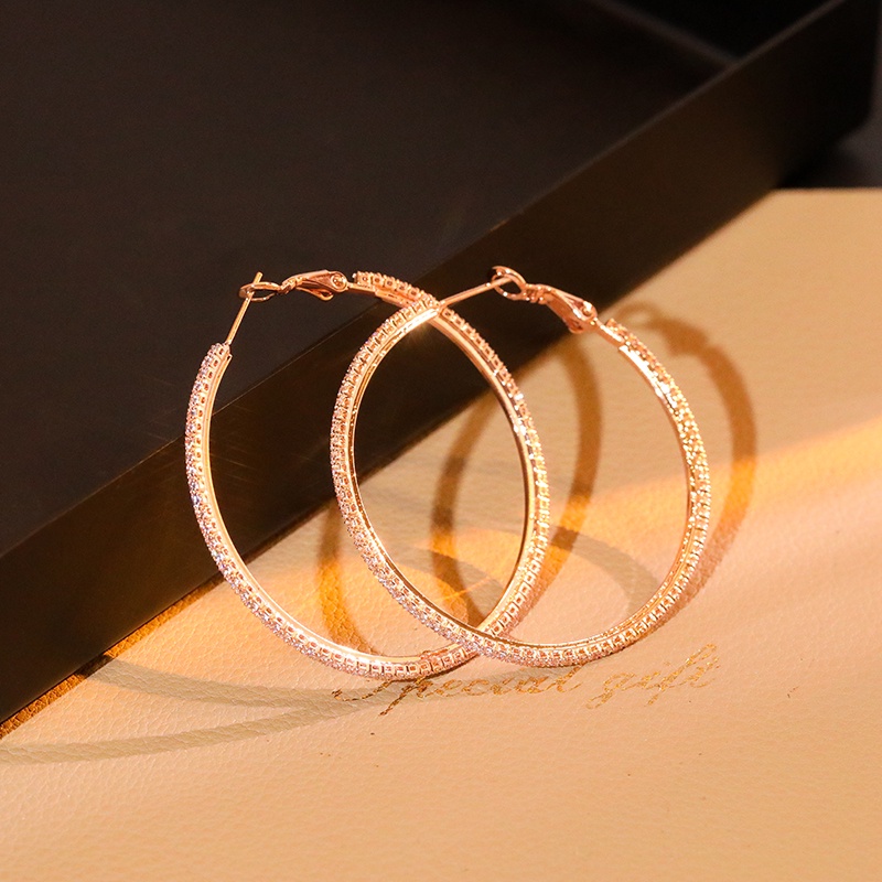 [Jiudolan] Bông Tai Mạ Vàng 18K Cỡ Lớn Đính Đá Sang Trọng Phong Cách Âu Mỹ Cho Nữ