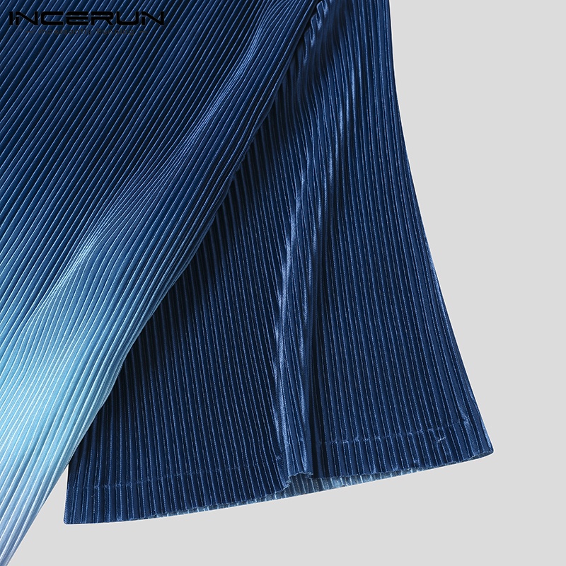 Áo thun INCERUN tay ngắn kiểu dáng rộng rãi họa tiết đầy màu sắc in ấn đơn giản thời trang cho nam