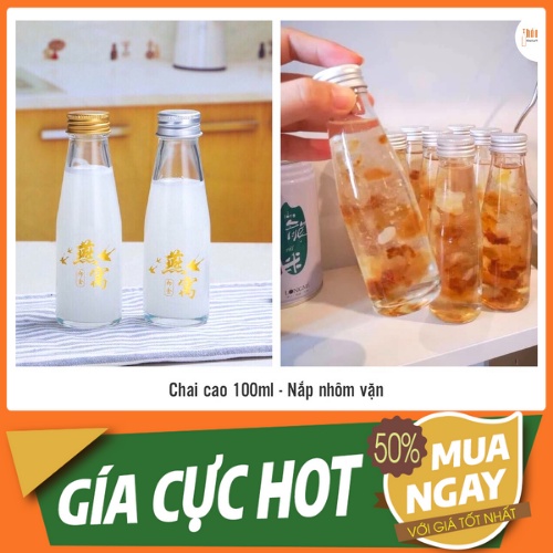 ❣️[ẢNH THẬT]❣️ CHAI THỦY TINH TRÒN 100ML NẮP NHÔM - ĐỰNG DẦU ĂN, NƯỚC MẮM....