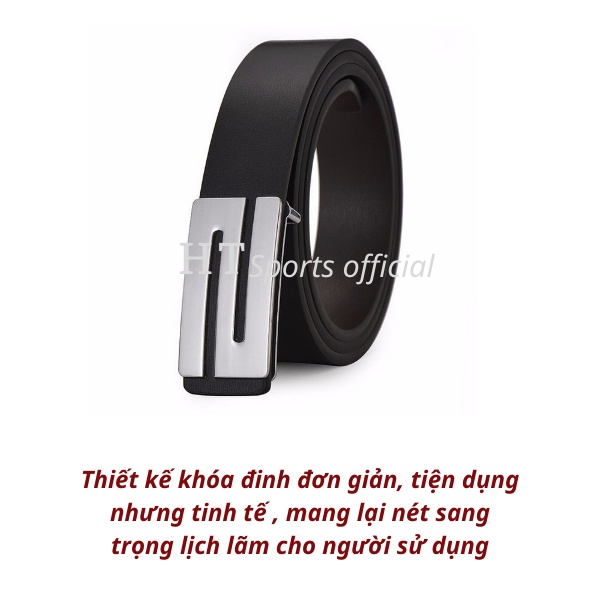 Dây nịt nam HT Sports mặt chữ S, thắt lưng nam thiết kế khóa đinh phong cách sang trọng lịch sự
