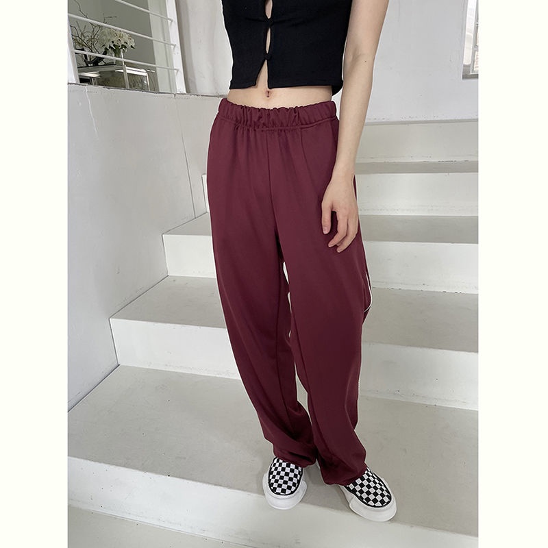 Quần Dài Thể Thao Dáng Rộng Vải Mỏng Phong Cách Retro Giản Dị Dành Cho Nữ