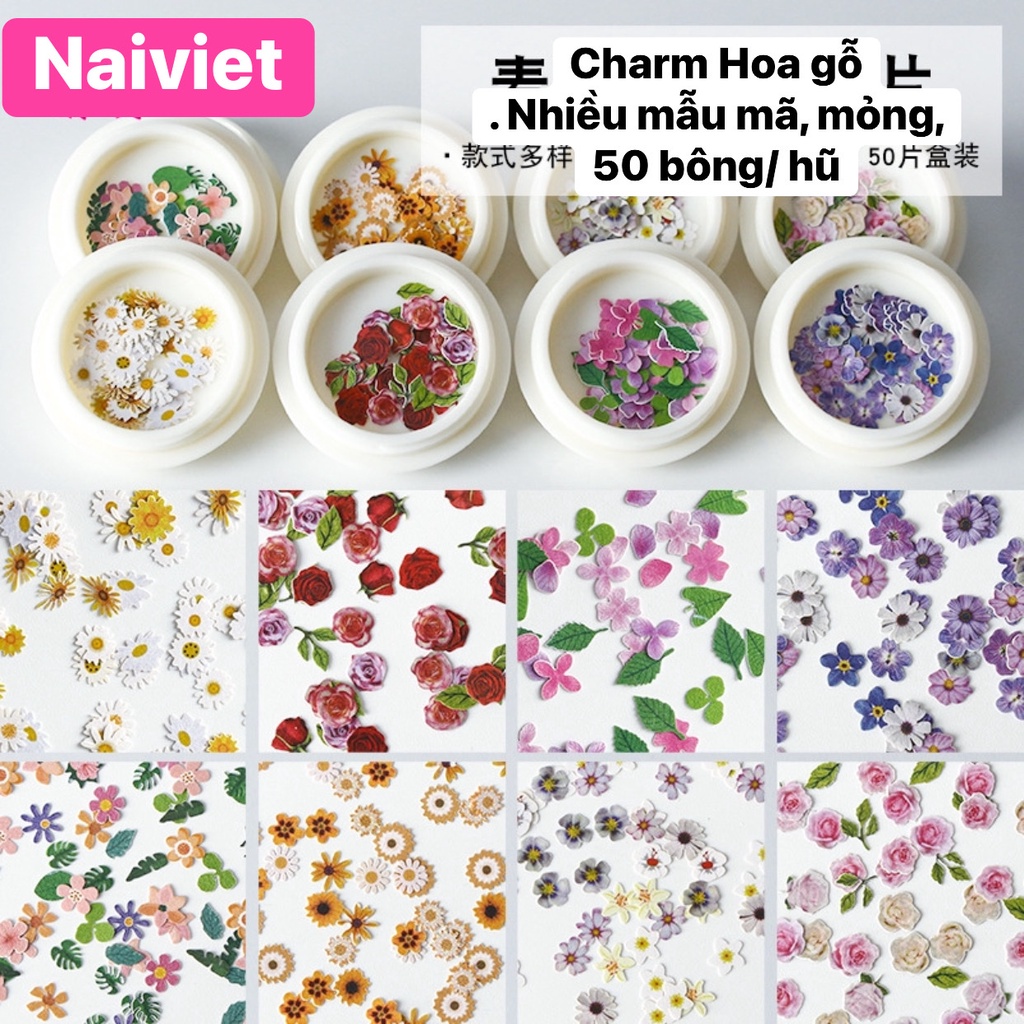 Charm hoa giấy phụ kiện trang trí nail  móng