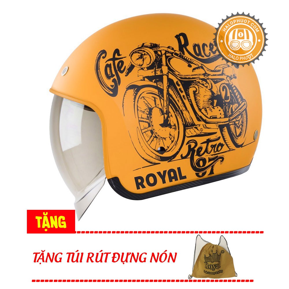 Nón bảo hiểm 3/4 kính âm Royal M139 V7 Nhám (tặng balo rút)