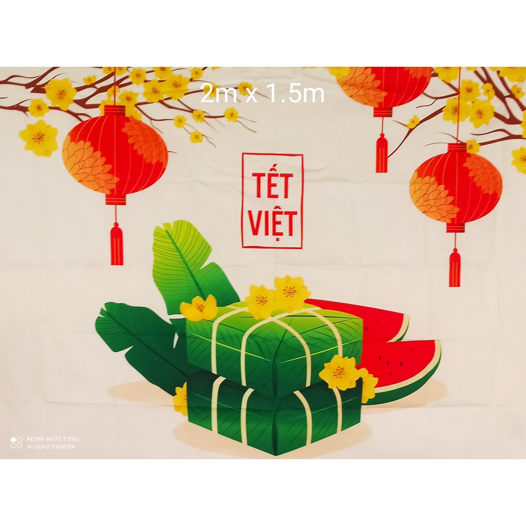 Tranh vải in 3D treo tường trang trí TẾT, decor CHÚC MỪNG NĂM MỚI, HAPPY NEWYEAR, [ tặng móc treo, miếng dán định vị]