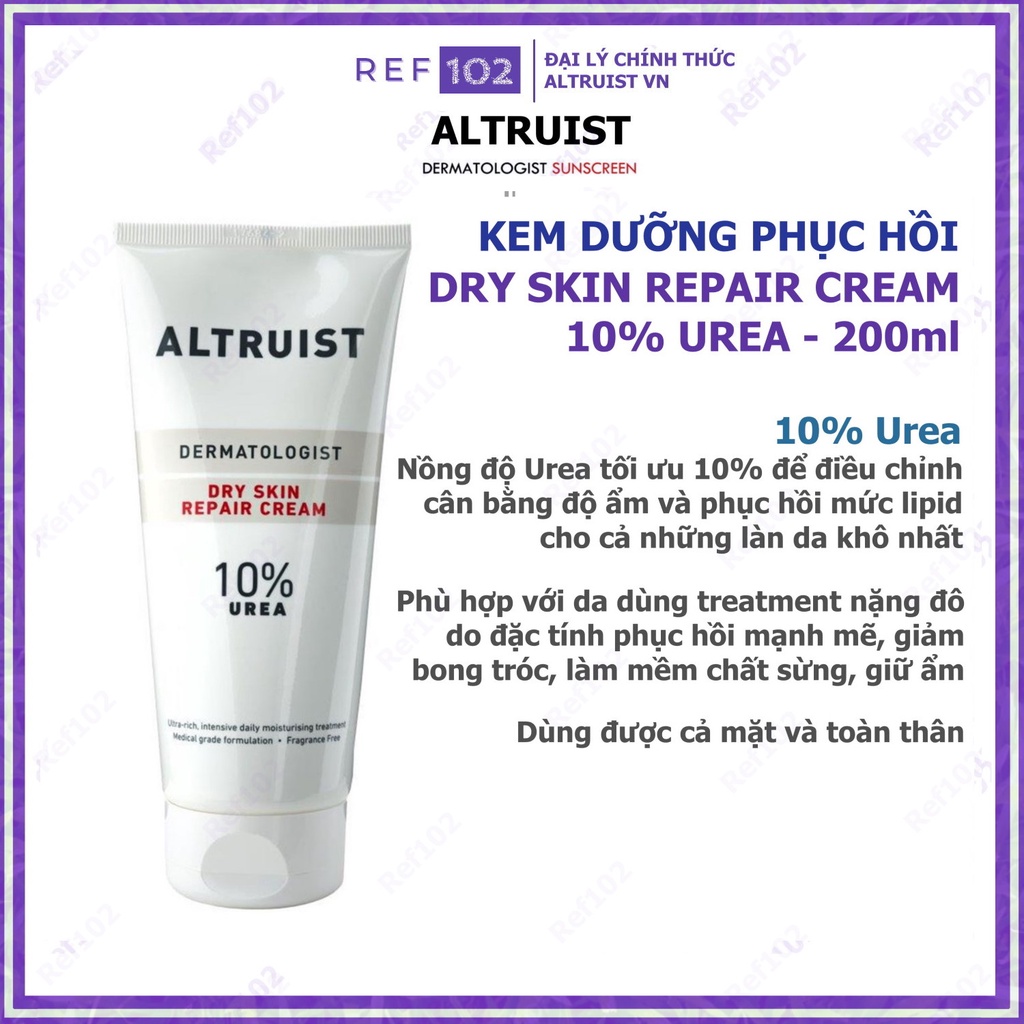 Kem dưỡng cấp ẩm phục hồi da khô Altruist Dermatologist Dry Skin Repair Cream 10% Urea 200ml - Fluid 0.5%HA [Chính hãng]