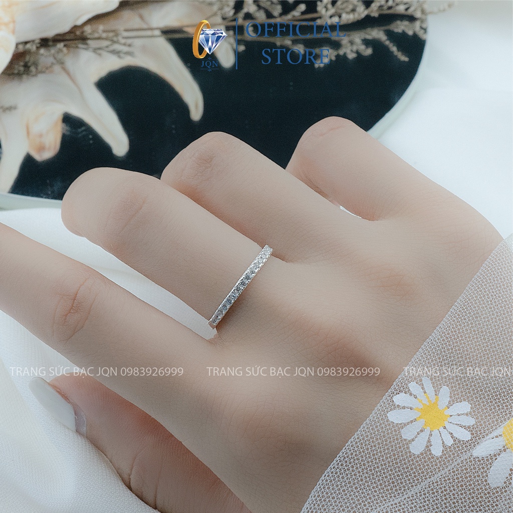 Nhẫn Bạc Nữ JQN Mẫu Nhẫn Một Hàng Đá Nhỏ Cực Xinh N02