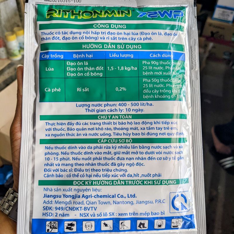 RITHOMIN 72WP gói 100g. Trừ bệnh vàng lá, sương mai, chết cây, thối rễ