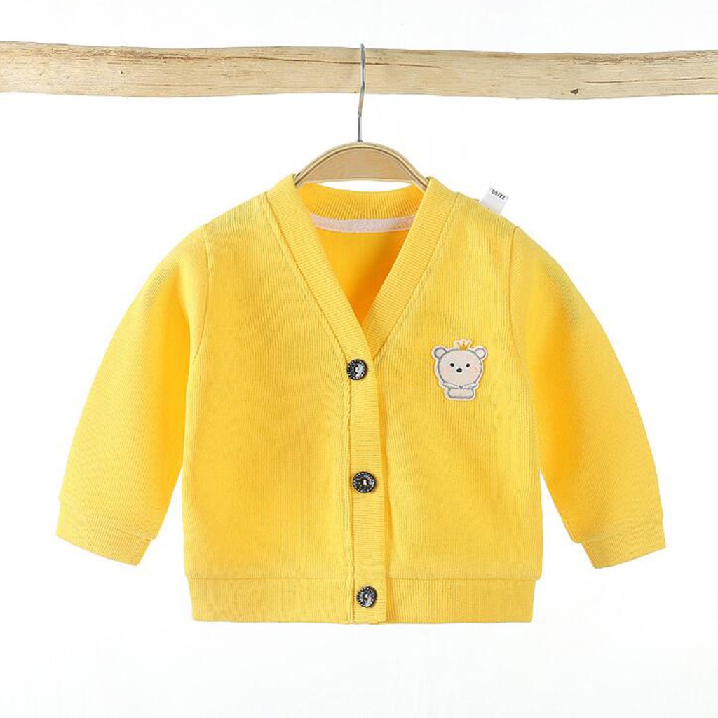 Áo khoác cardigan dệt kim màu trơn thời trang xuân thu cho bé