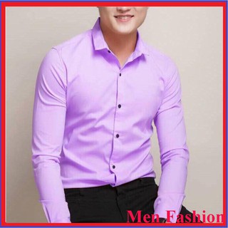 Áo Sơ Mi Nam Trơn màu tím nhạt MẪU SALE