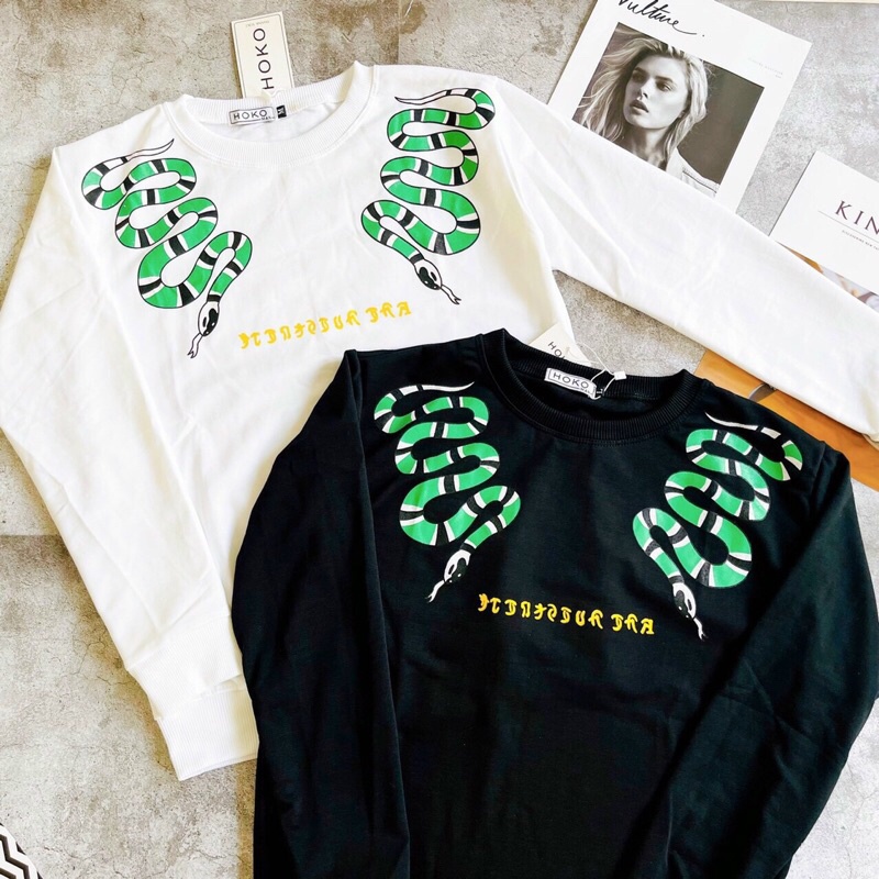 Áo nỉ sweater nam nữ dài tay in logo Con Rắn chất vải mềm mịn giữ ấm co giãn tốt phù hợp các cặp đôi trẻ