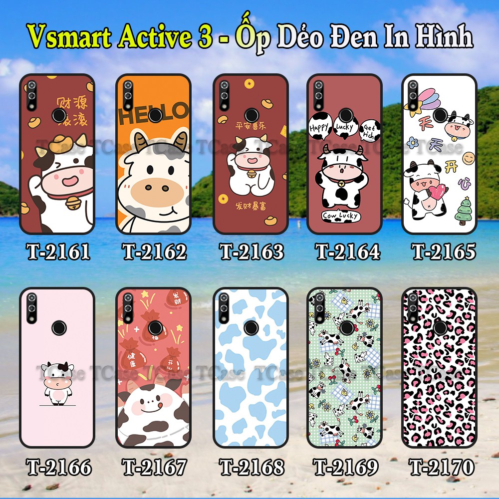 Ốp lưng Vsmart Active 3 dẻo đen in hình Bò Sữa