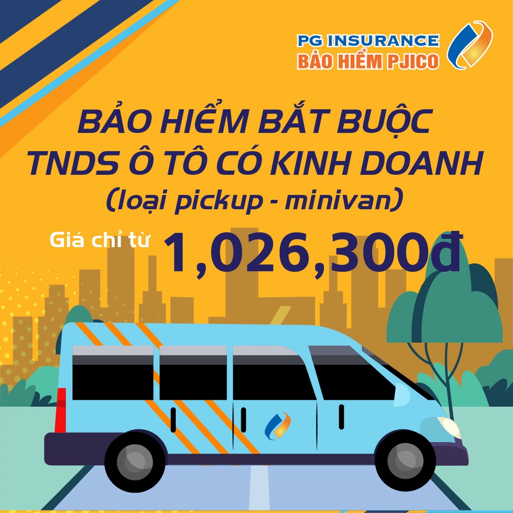 Toàn Quốc [E-voucher] PJICO - Bảo hiểm TNDS bắt buộc xe ô tô có kinh doanh - Loại Pickup, Minivan