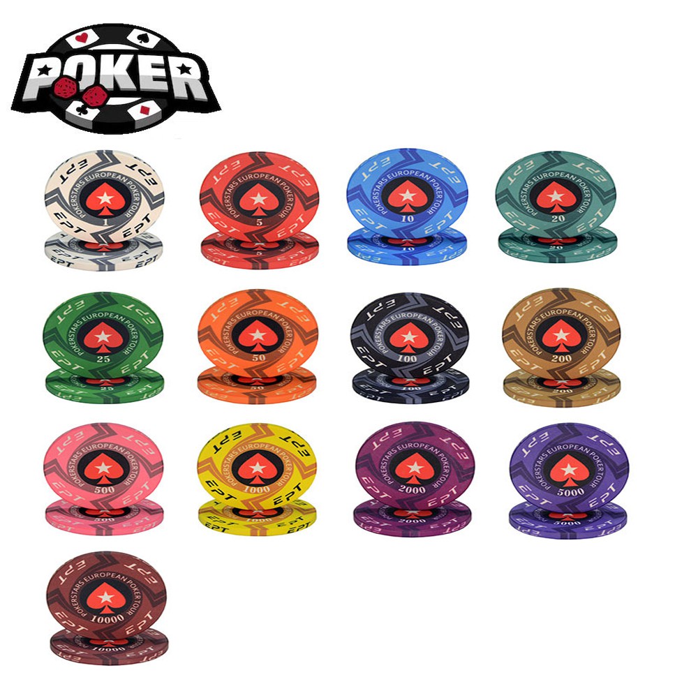 Combo 10 Chip Poker Phỉnh Poker Gốm sứ Có Số Dòng Cao Cấp