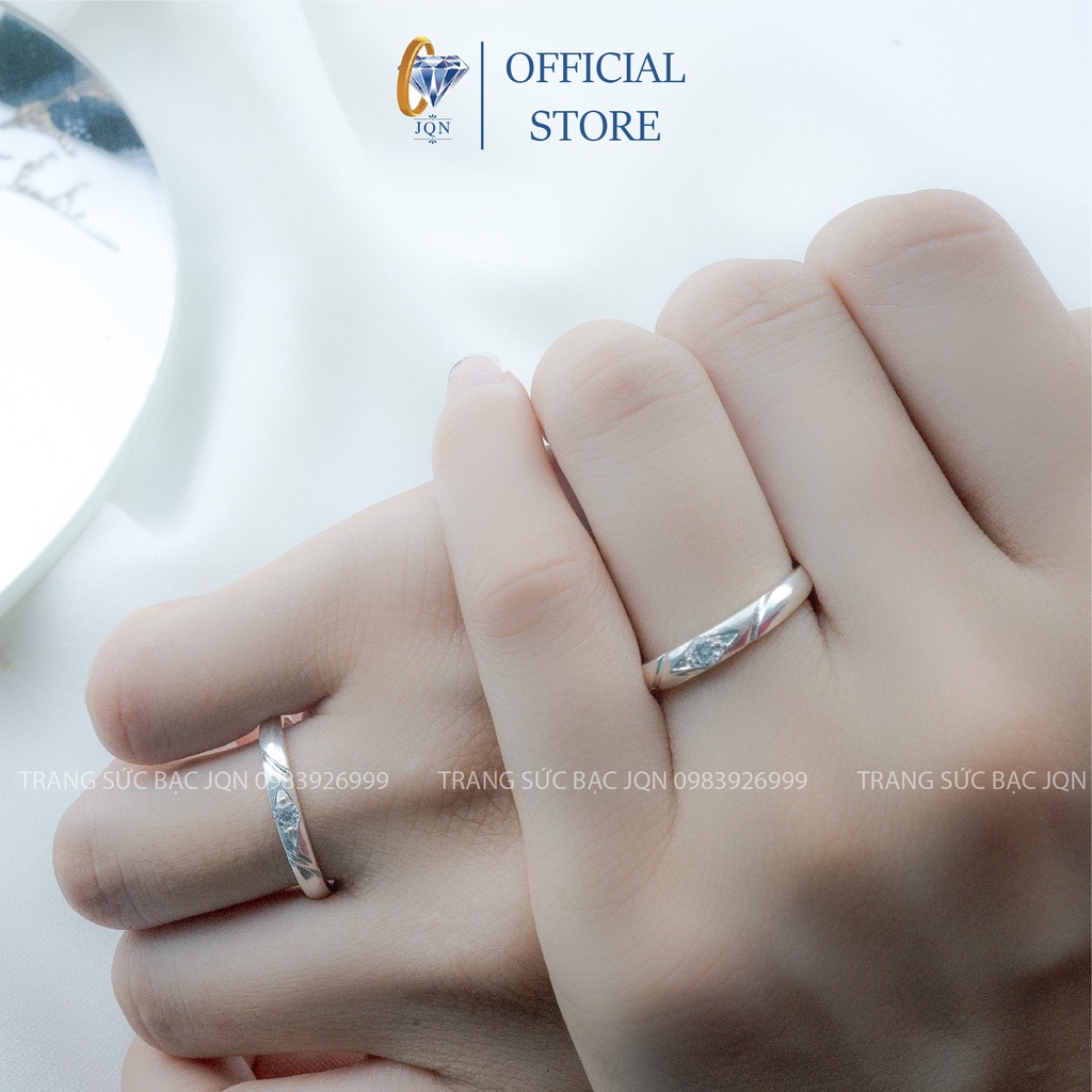 Nhẫn Đôi Bạc Thật Giá Rẻ Nhẫn Cặp Trang Sức Bạc JQN Gồm 2 Chiếc Nam Nữ Có Đủ Size