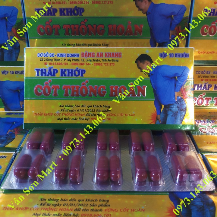 10 hộp Thấp Khớp Cốt Thống Hoàn Đặng An Khang 10 khuôn (20 viên nang)