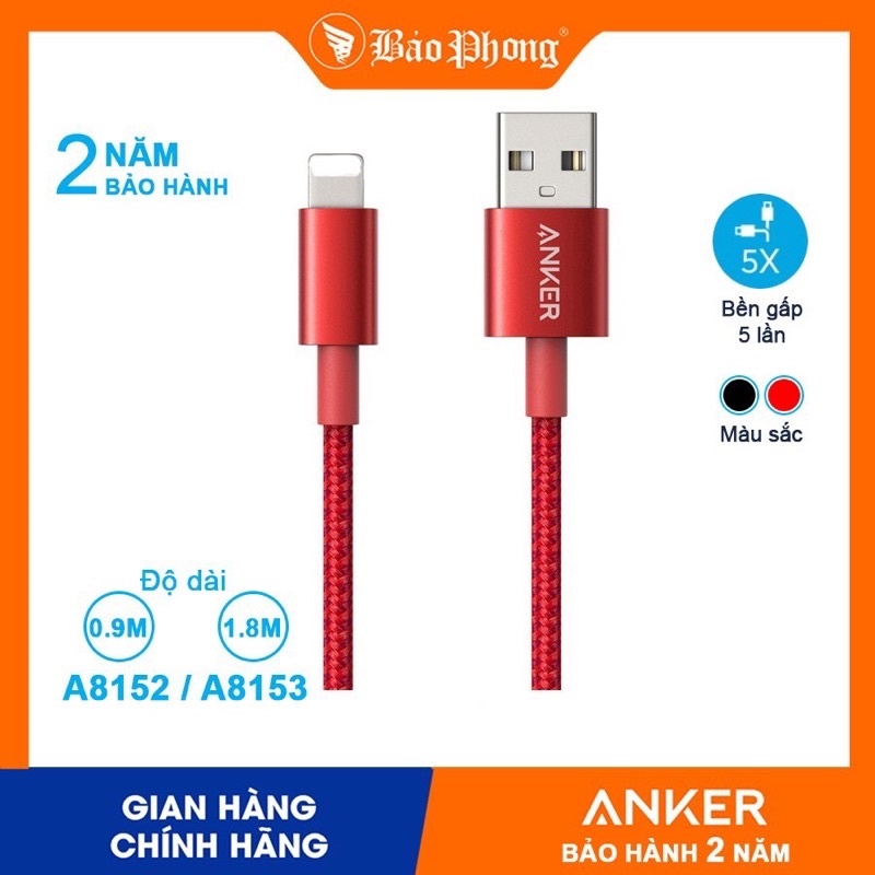 Dây Cáp Sạc Anker A8152 dành cho iP - Chính hãng - Bảo hành 18 tháng