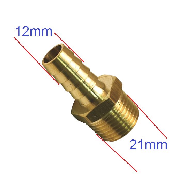 Nối co đuôi chuột ren ngoài 21 nối ống 12mm