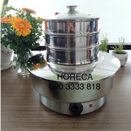 Nồi hấp bánh bao điện tròn inox [3 tầng]