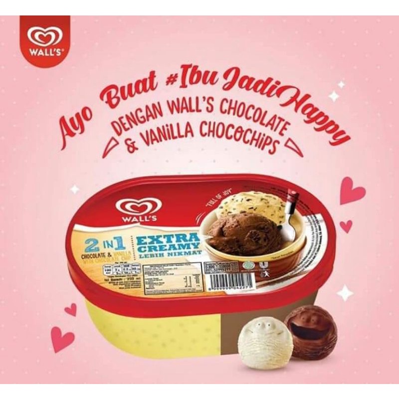 KEM WALL'S 2 IN 1 SOCOLA & CHOCOCHIP HỘP LỚN