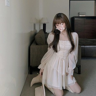 [Sẵn] Đầm voan xòe tay dài siêu xinh