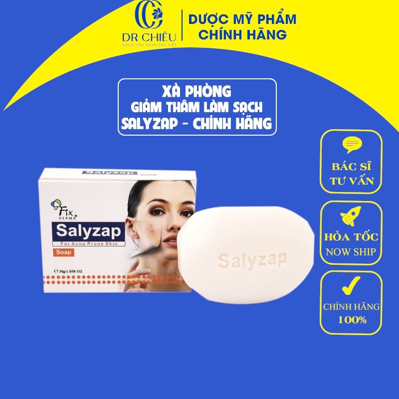 FIXDERMA SALYZAP SOAP 30g - Xà phòng làm sạch da làm giảm mụn trứng cá, mụn đầu đen, mụn đầu trắng SALYZAP