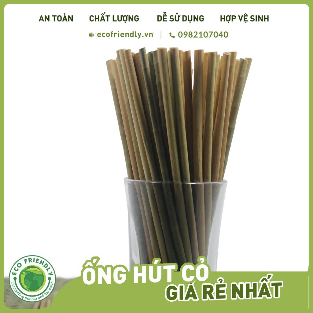 Ống hút cỏ bàng (Grass straws) Hộp 100 ống dài 20 cm - Hàng xuất khẩu đi Mỹ - Dùng được cho tất cả các loại thức uống