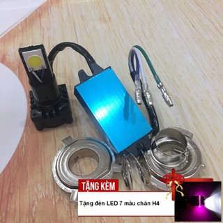 Đèn LED trợ sáng 2 tim có quạt tản nhiệt A218-TK65 - Tặng kèm đèn LED 7 màu chân H4