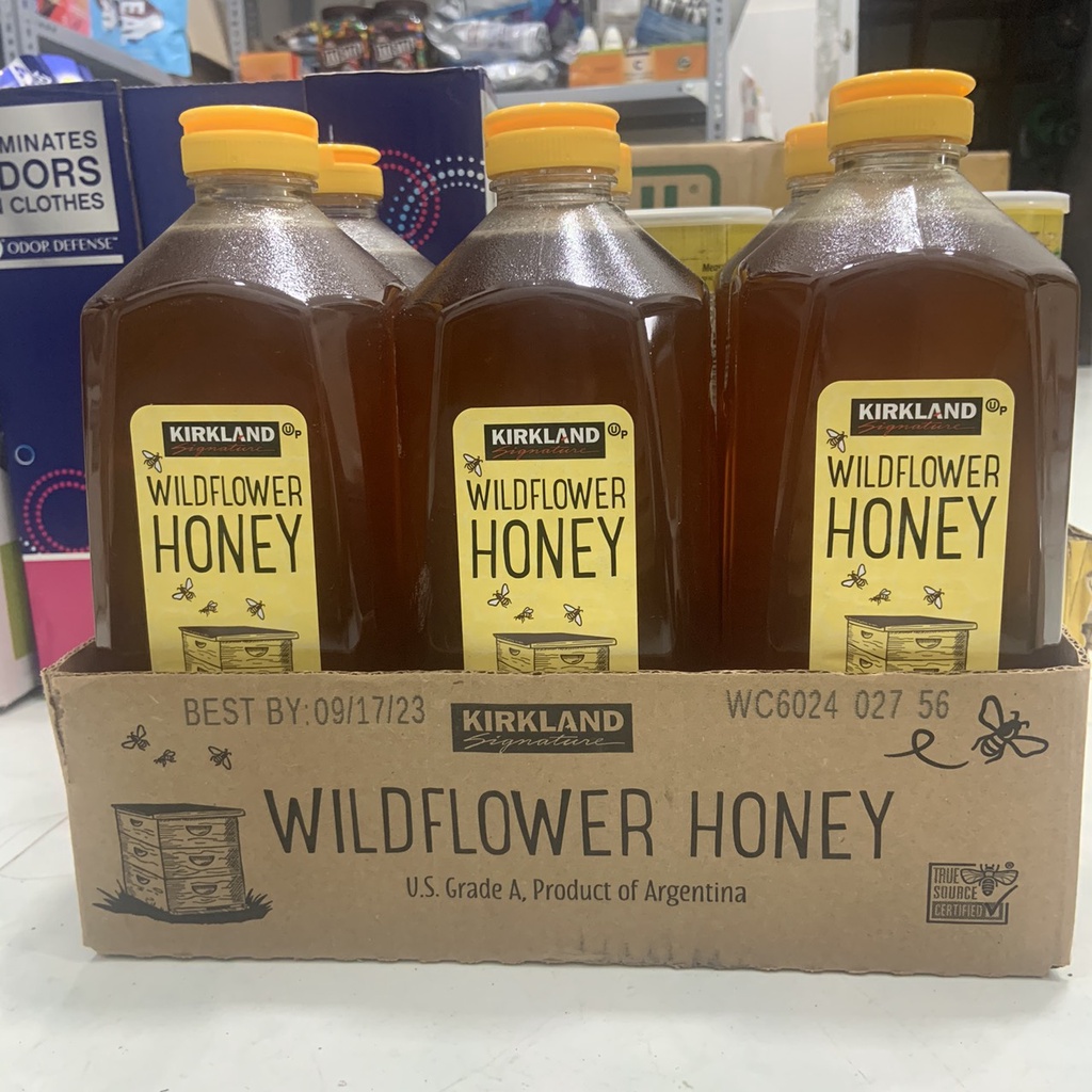 Mật ong Mỹ hữu cơ date 2025 nguyên chất Kirkland Wildflower Honey chai 2.27kg - EDS Mart