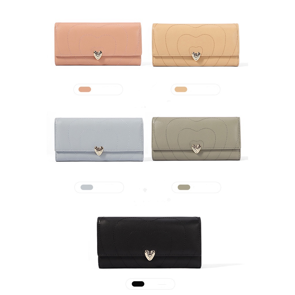 Ví dài cầm tay cao cấp PaPu VD07,da phối chỉ xịn sò kết hợp logo kim loại