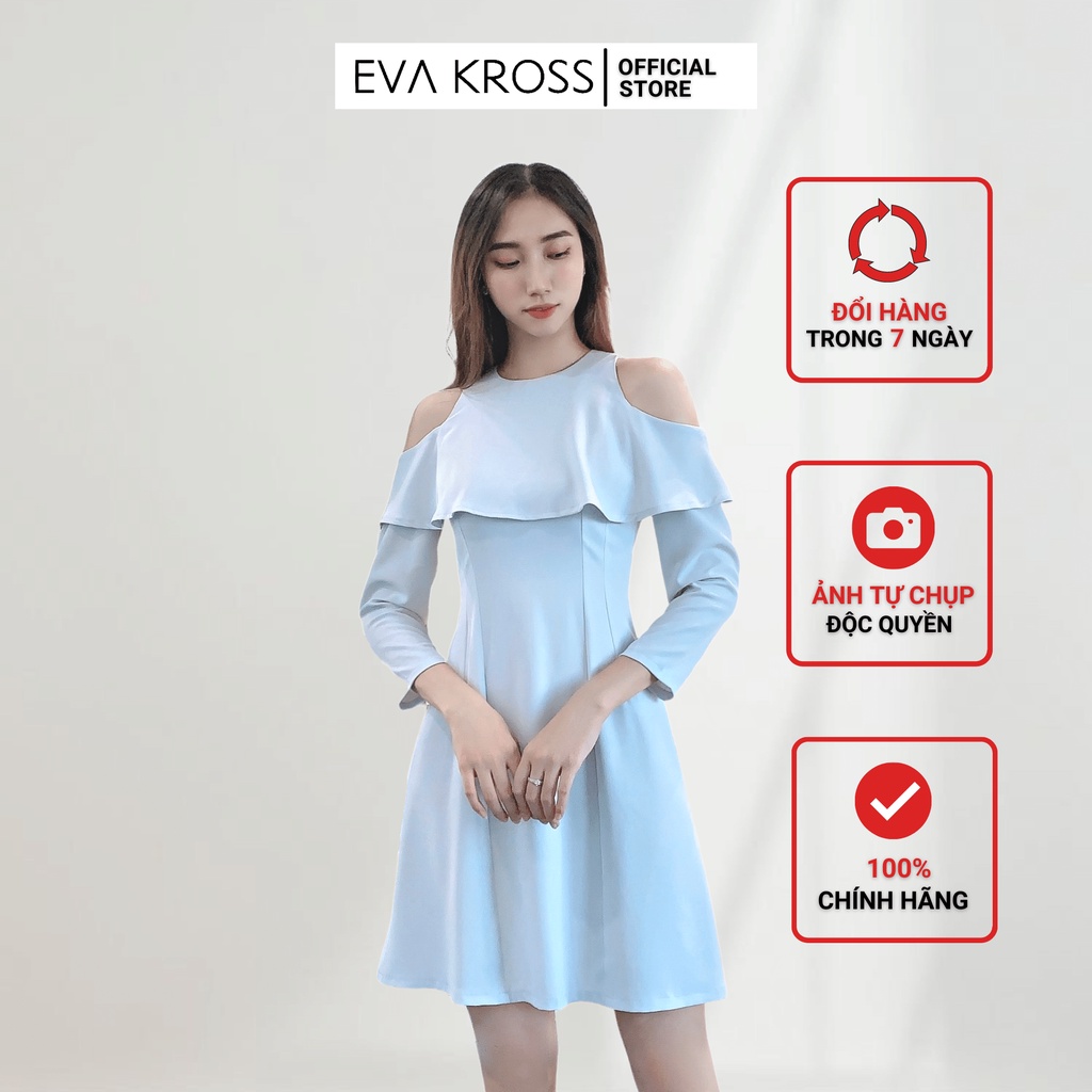 Đầm dạo phố dự tiệc váy hở vai dáng xoè công sở EVA KROSS thiết kế quyến rũ sang trọng