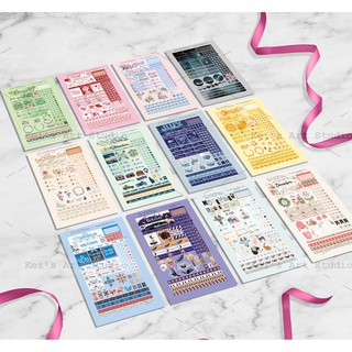 BST SET 3 TỜ STICKER NHÃN DÁN PLANNER, BULLET JOURNAL  12 tháng nhiều chủ đề độc đáo, cá tính, tiện lợi làm sổ nhật ký