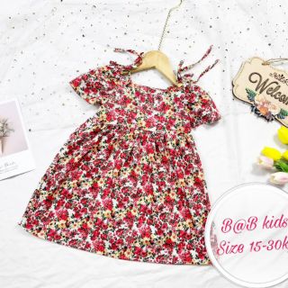 Đầm bé gái hoa đỏ 14 đến 28kg