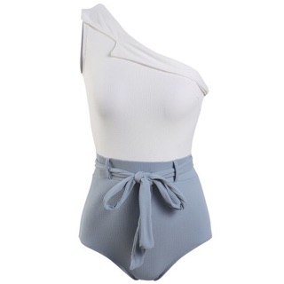 Bikini 1 mảnh lệch vai kèm nơ cột (kèm hình thật)