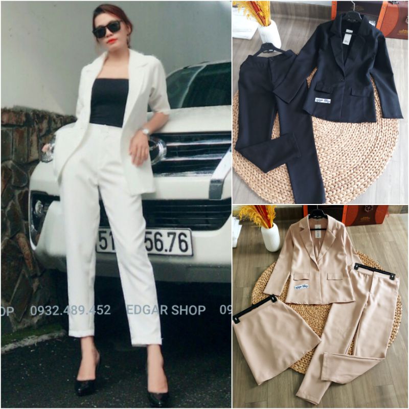 Set vest nữ công sở sang trọng 2 món tay dài nhiều màu, KÈM VIDEO+ HÌNH THẬT 100%