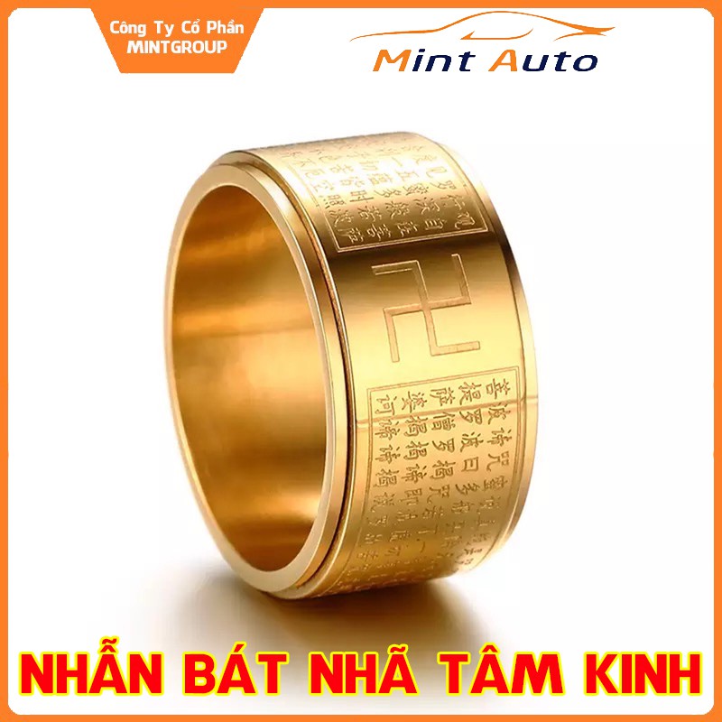 Nhẫn bát nhã tâm kinh cao cấp - sang trọng làm bằng Titanium