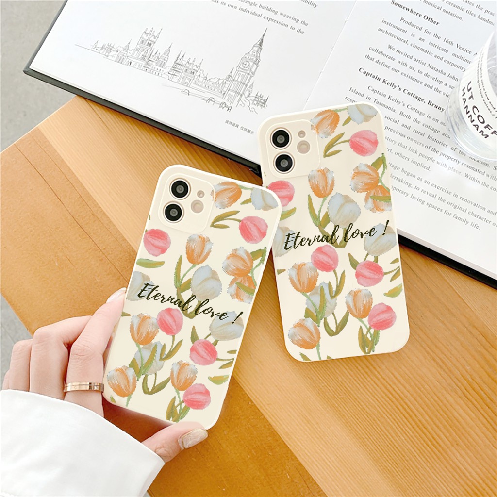 Ốp lưng iphone Hoa tình yêu cạnh vuông BVC cho ip 13promax 6 7plus x xr xsmax 11 11 promax 12 12pro max 13pro  e144