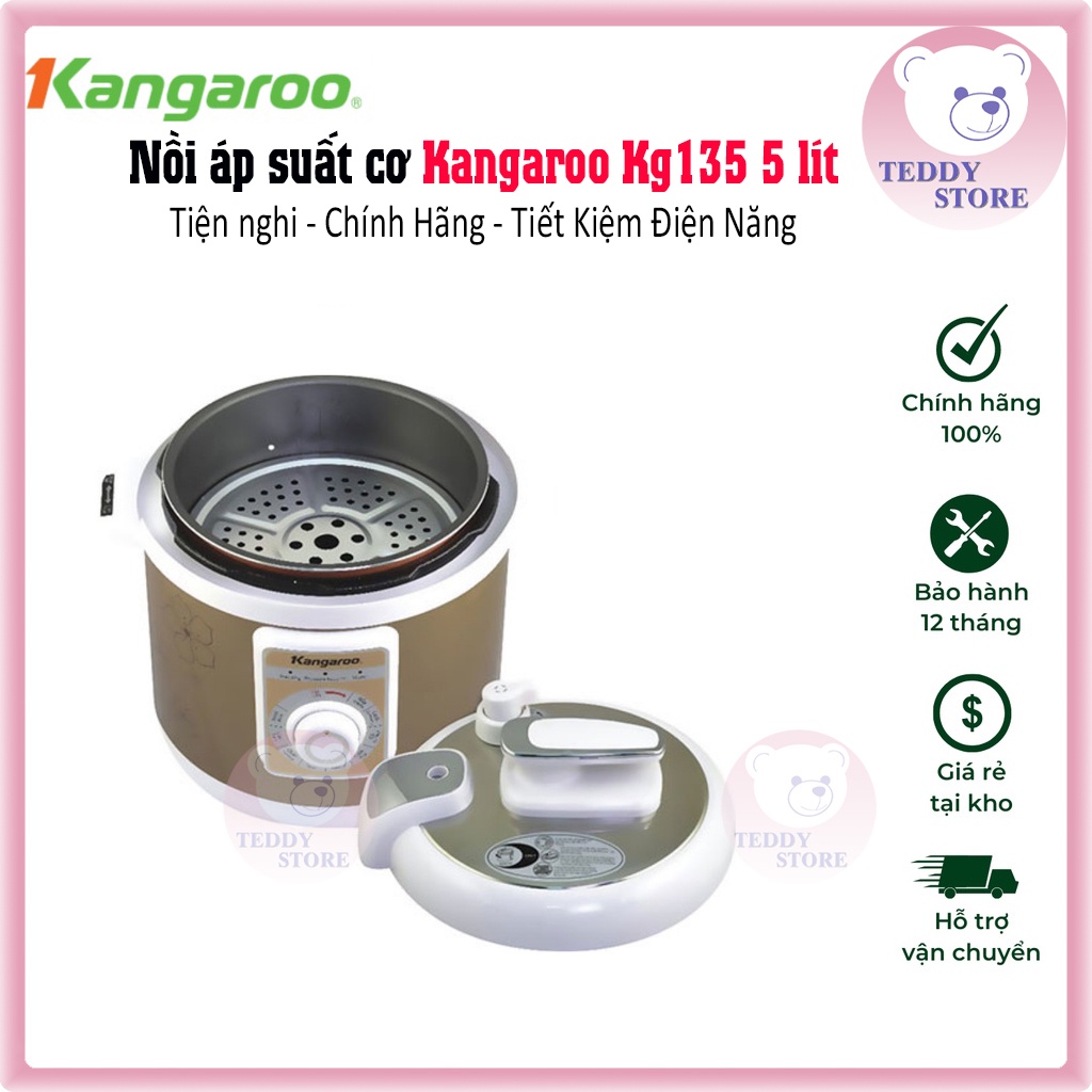 Nồi Áp Suất Cơ Kangaroo Kg135 5 lít - Nồi Áp Suất Đa Năng Chính Hãng 100%