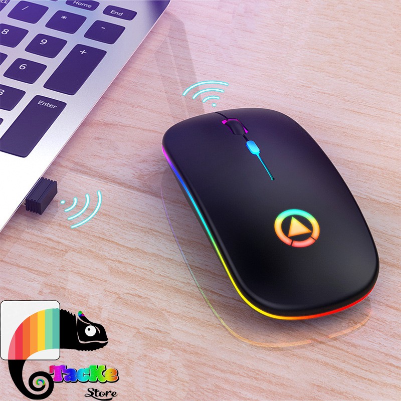 Chuột không dây A2 RGB LED CHÍNH HÃNG YINDIAO, Chống ồn, Pin sạc dùng 7 ngày I Wriless Mouse RGB A2