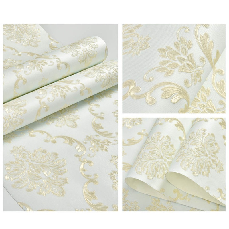 Giấy Dán Tường Họa Tiết Hoa Dập Nổi 3D Kiểu Châu Âu 1M