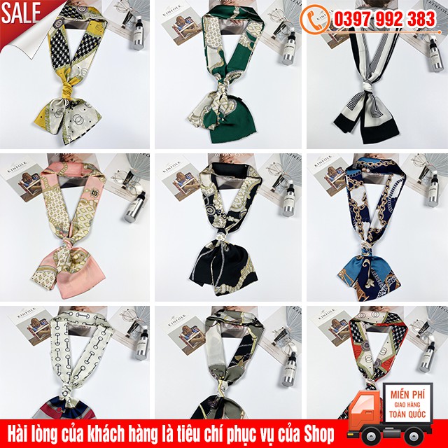 Khăn Lụa Quàng Cổ Dáng Dài Phong Cách Retro Đa Năng Kích Thước 145x15 cm