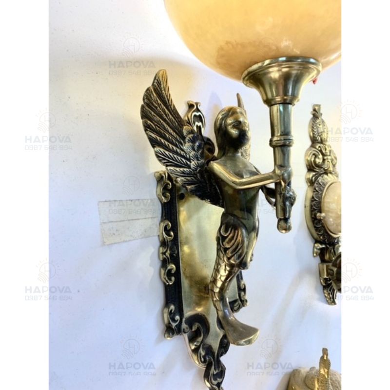 Đèn tường nến bằng đồng thiên sứ trang trí HAPOVA UDAN 8861  Kèm bóng Nến Râu