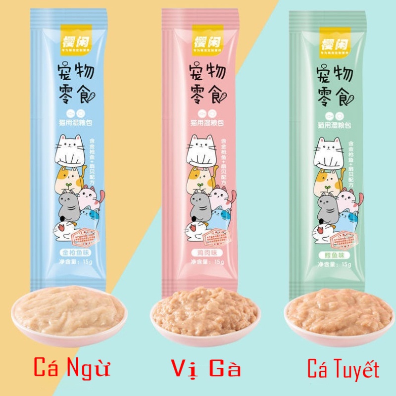 Súp thưởng cho mèo Shizuka, cat food đầy đủ dinh dưỡng giá rẻ thanh 15g