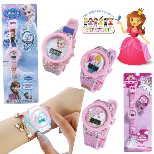Đồng hồ trẻ em, đồng hồ bé gái họa tiết hoạt hình elsa ngựa pony công chúa 337 Store