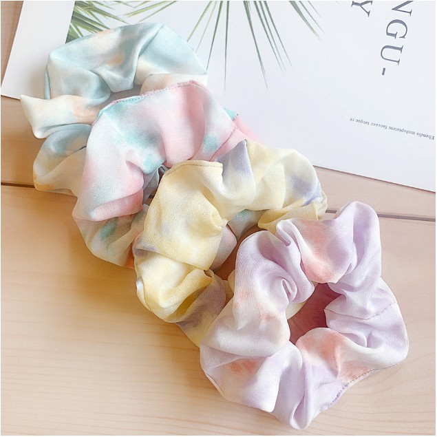 Cột Tóc Scrunchies Buộc Tóc Họa tiết Loang Màu, Trái Cây Cực Xinh